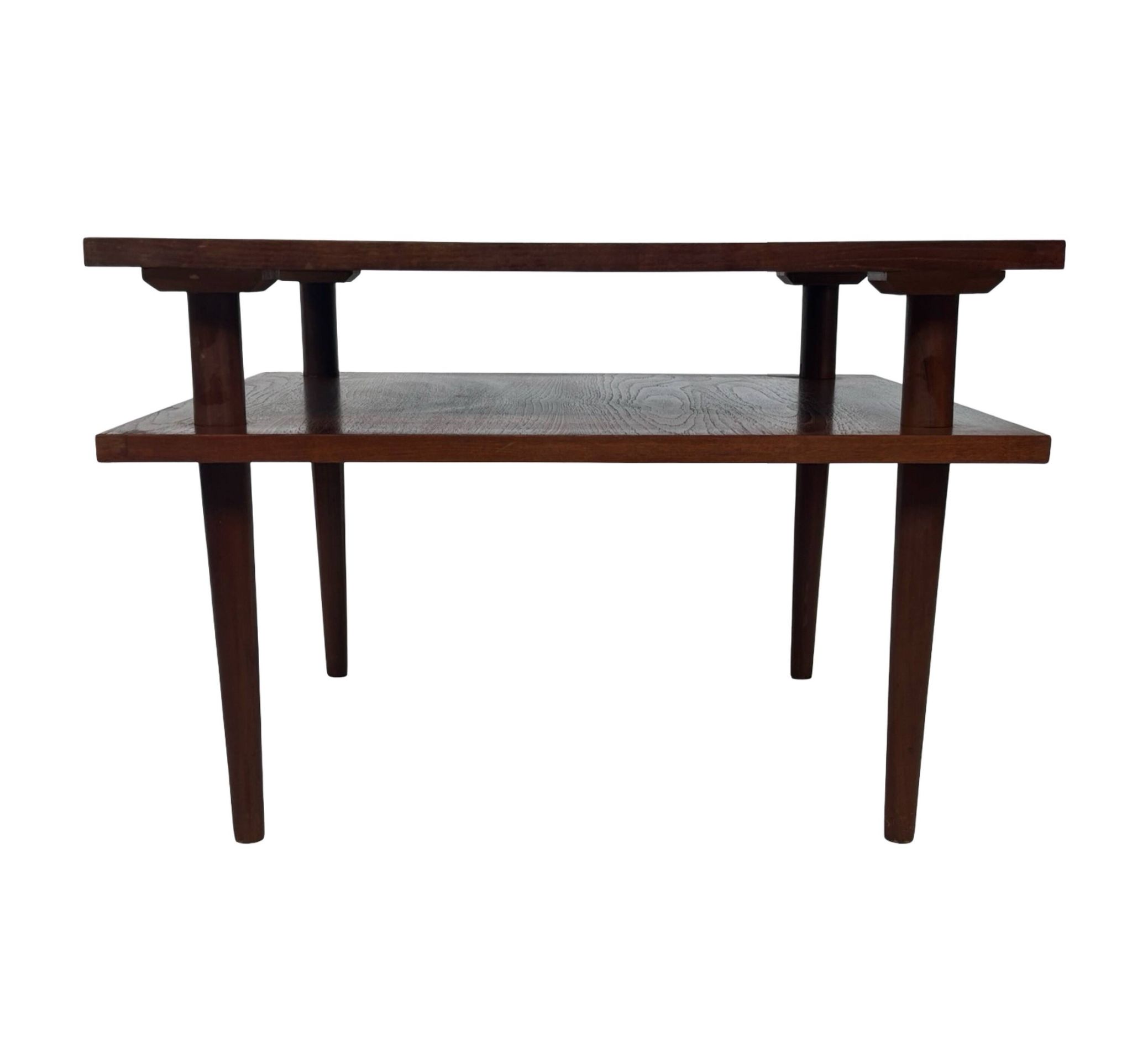 Table basse carrée vintage en placage de teck, design des années 1960
