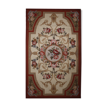 Tapis en laine florale tissée à la main - 91x152cm