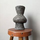 Handcrafted terracotta ceramic vase with brutalist enamel