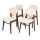 Ensemble de quatre chaises en bois et tissu vintage blanc design italien des années 50