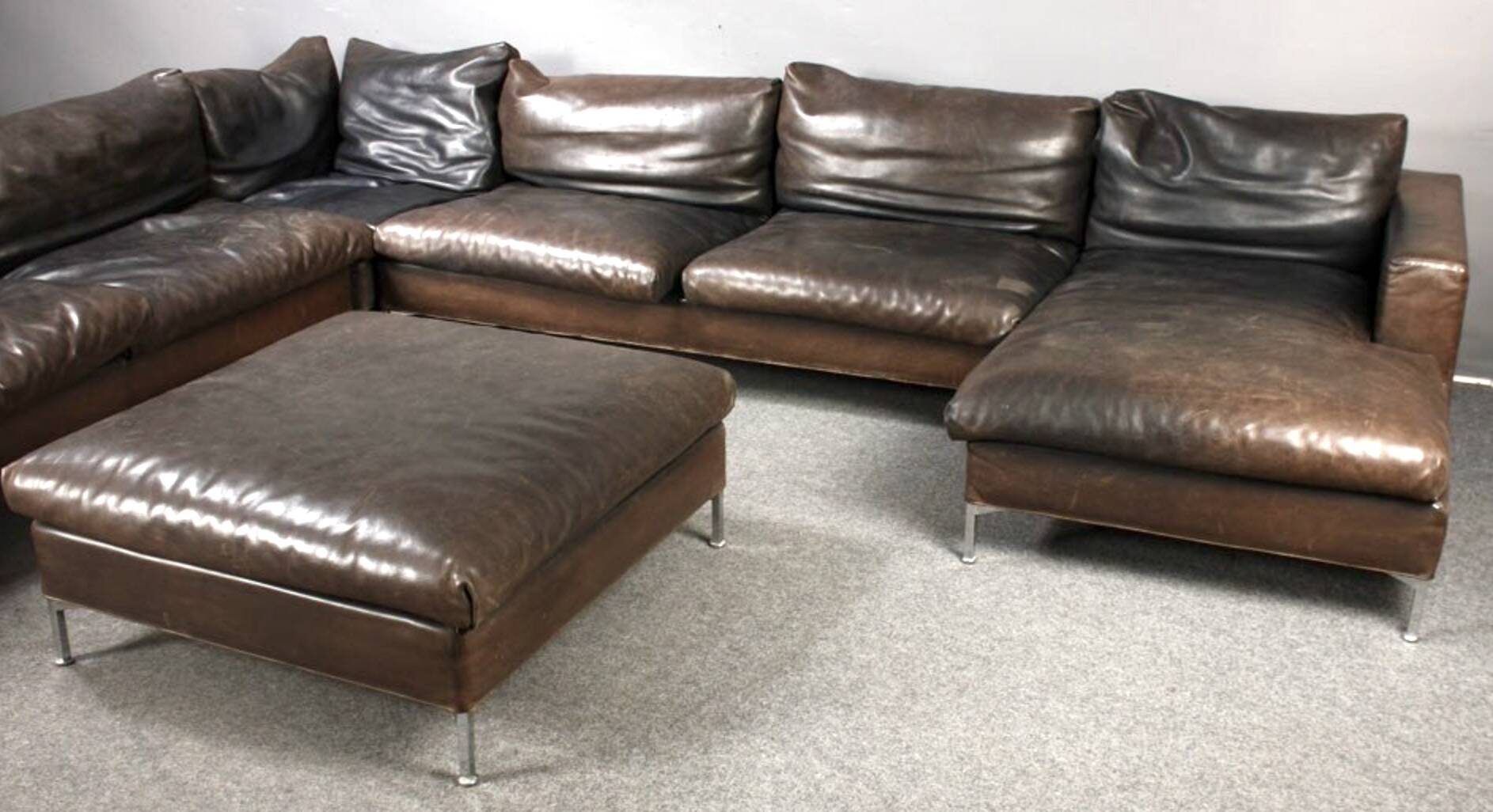 Gigantic modular leather sofa design for 12 people.