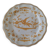 Earthenware plate from Martres-Tolosane, Moustiers decoration, hand-painted.