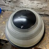 Black holophane wall light