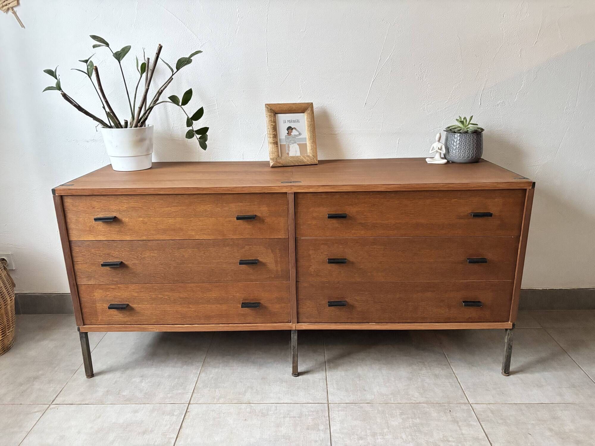 Vintage Scandinavian teak sideboard – 6 drawers – 1960s