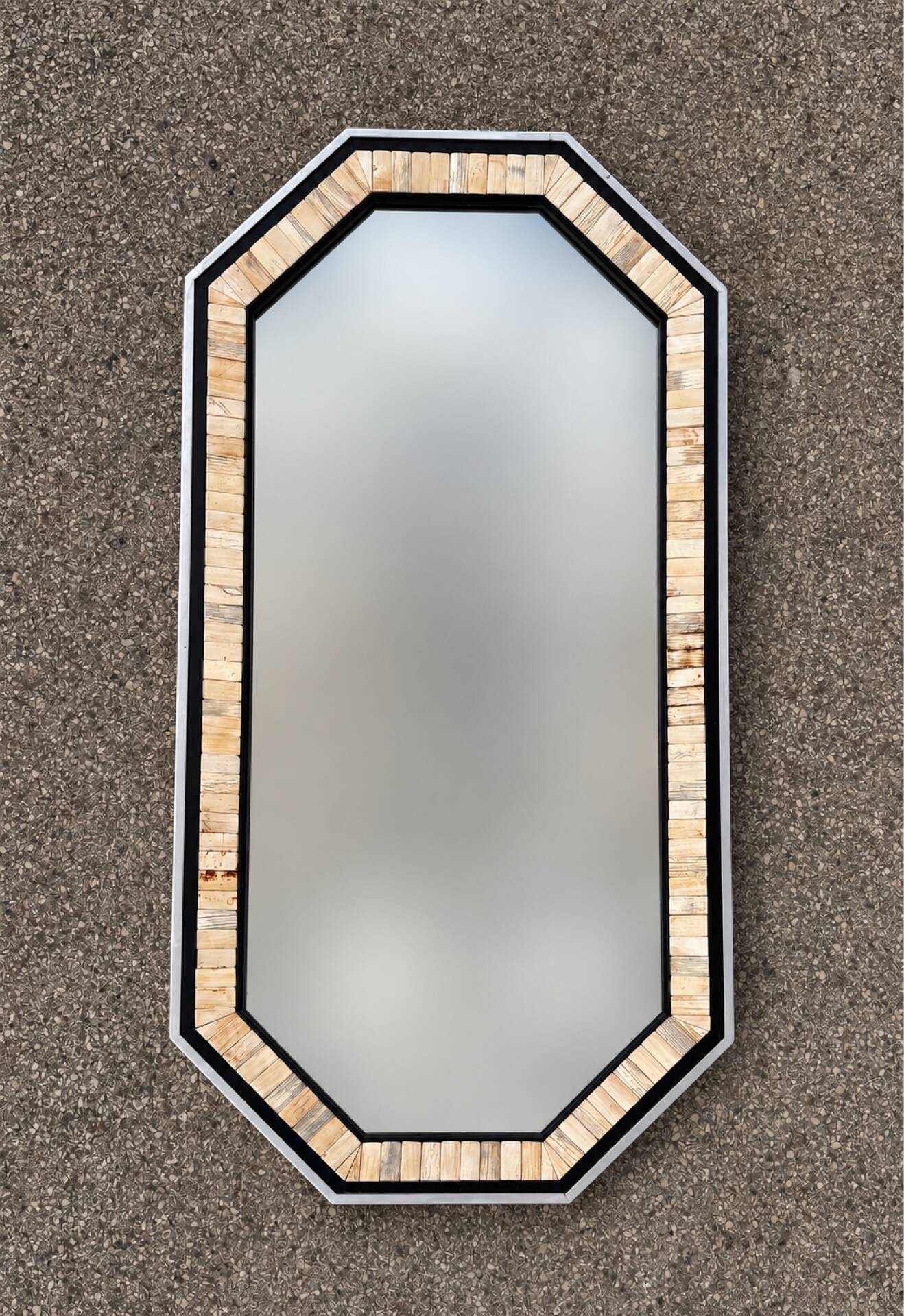 Blackened wood, metal and bone mirror by Anthony Redmile – London, 1970