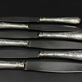 Lot de 6 couteaux de table Christofle modèle Marly – métal argenté – 24,5 cm