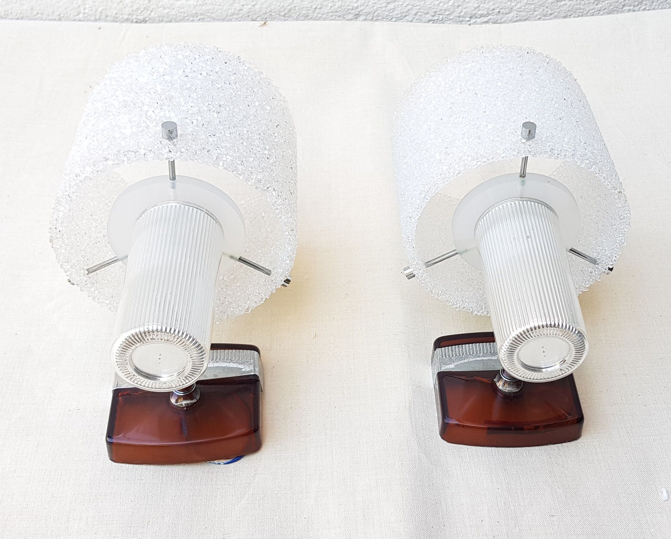 Pair of 70's Plexiglas and perspex appliques