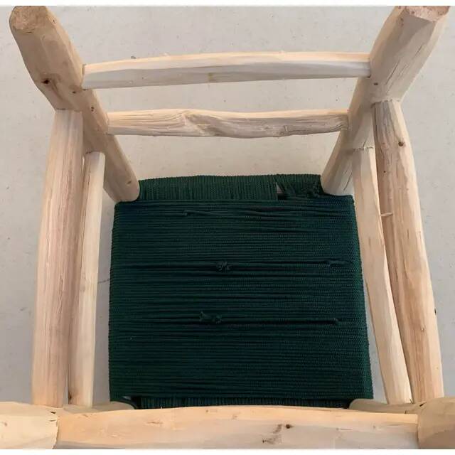 Contemporary Moroccan stool handmade in nylon rope and wood