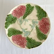 Antique compotier in slip decoration of chrysanthemums Onnaing late nineteenth
