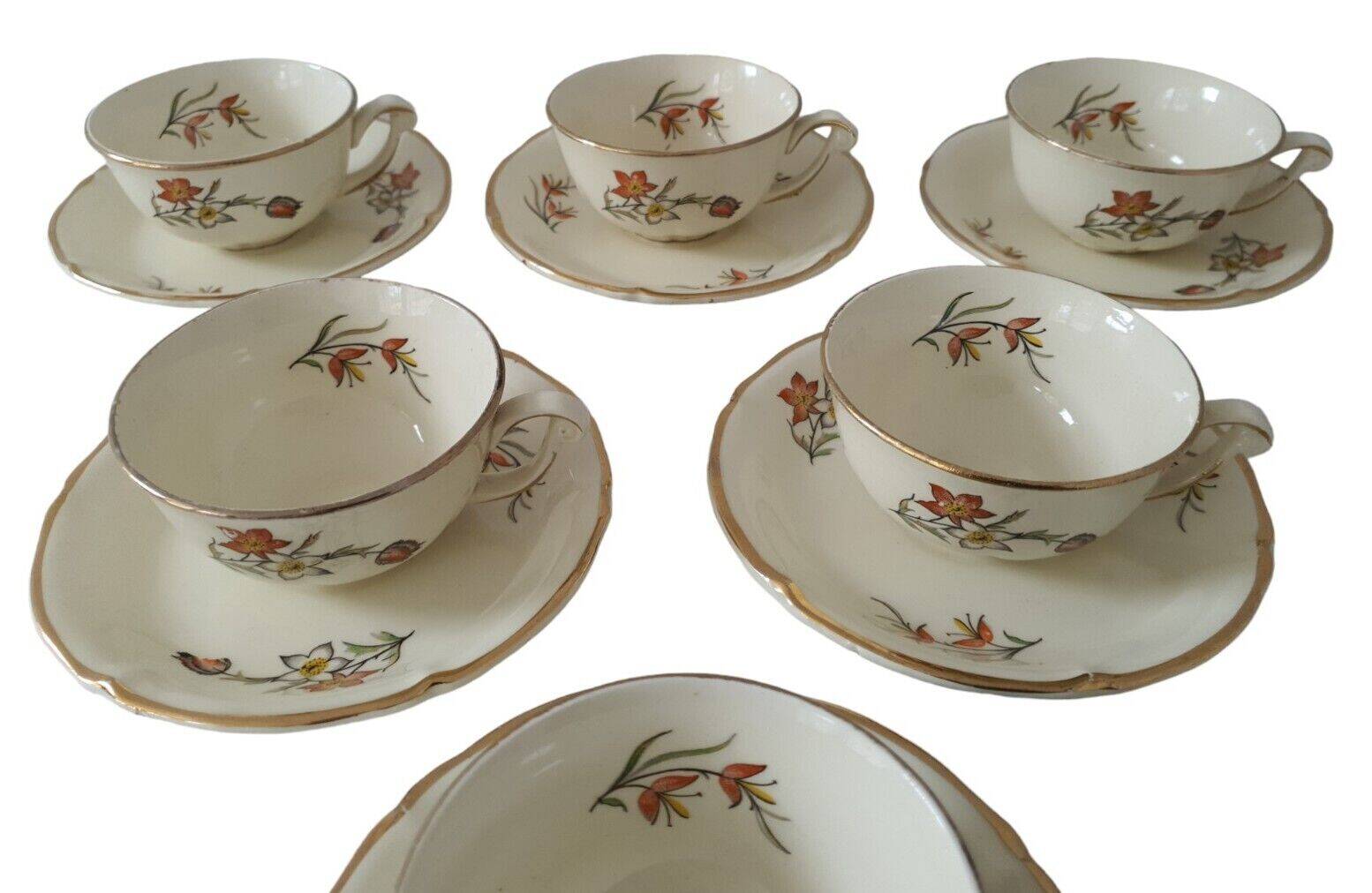 Saverne Céranord Saint Amand Semi Vitrified Tea Service 12 Pieces 1960s