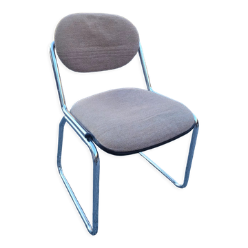 Vintage office chair with chrome base and fabric top