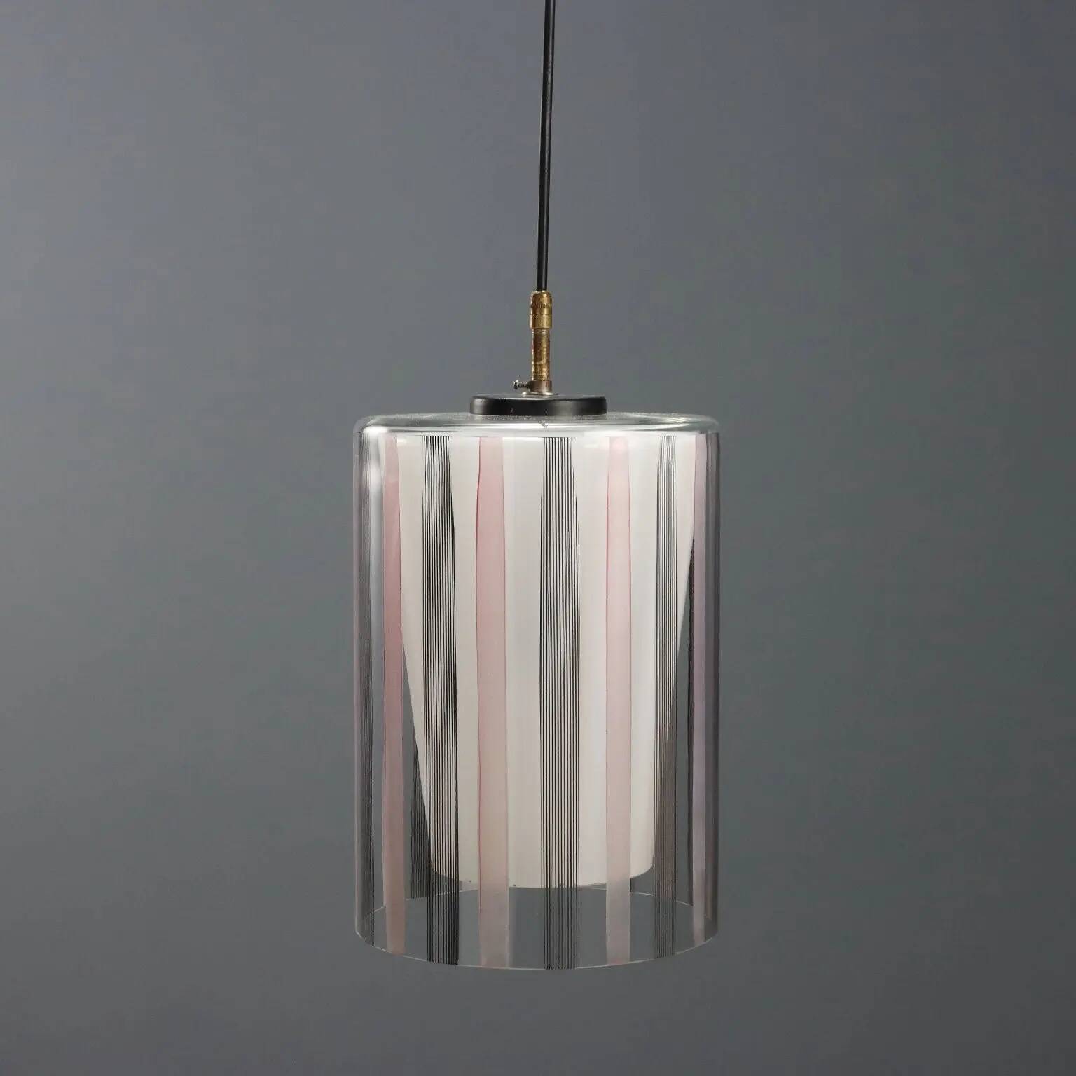 Vintage glass and metal pendant, Italy, 1970s