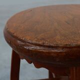 French Antique round stool in oak with nice patina, ca. 1850