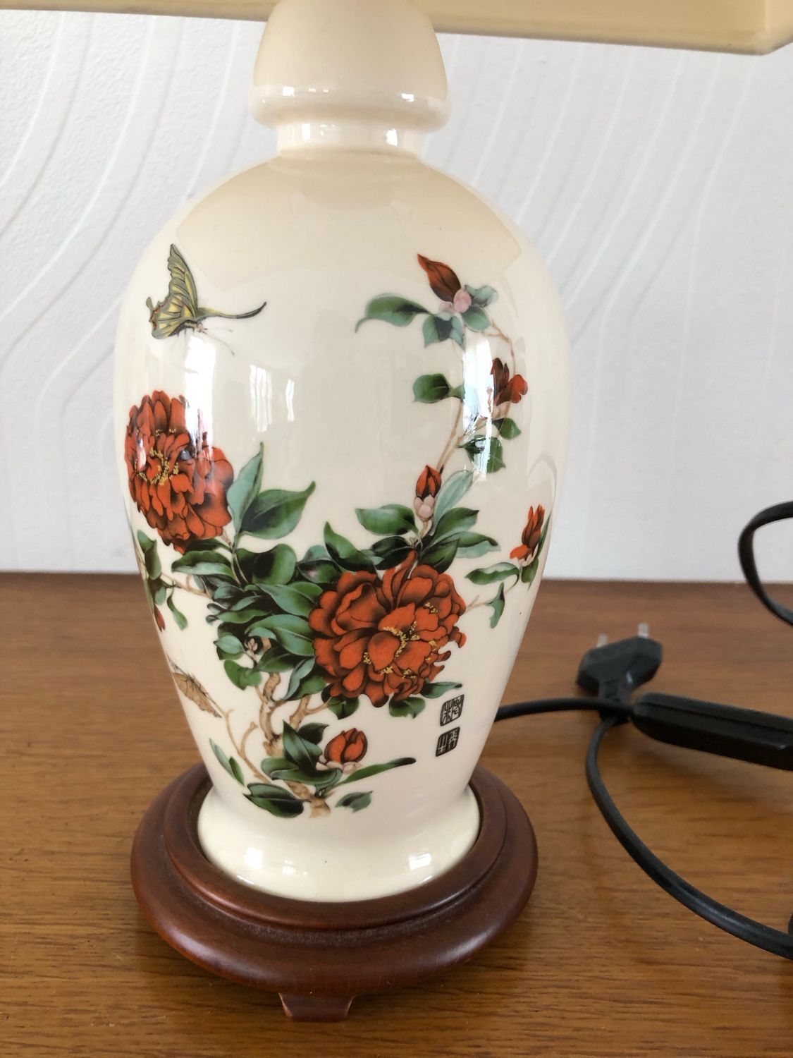 Bedside lamp vintage ceramic foot floral decoration