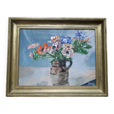 Tableau ancien représentant un bouquet d'anémones