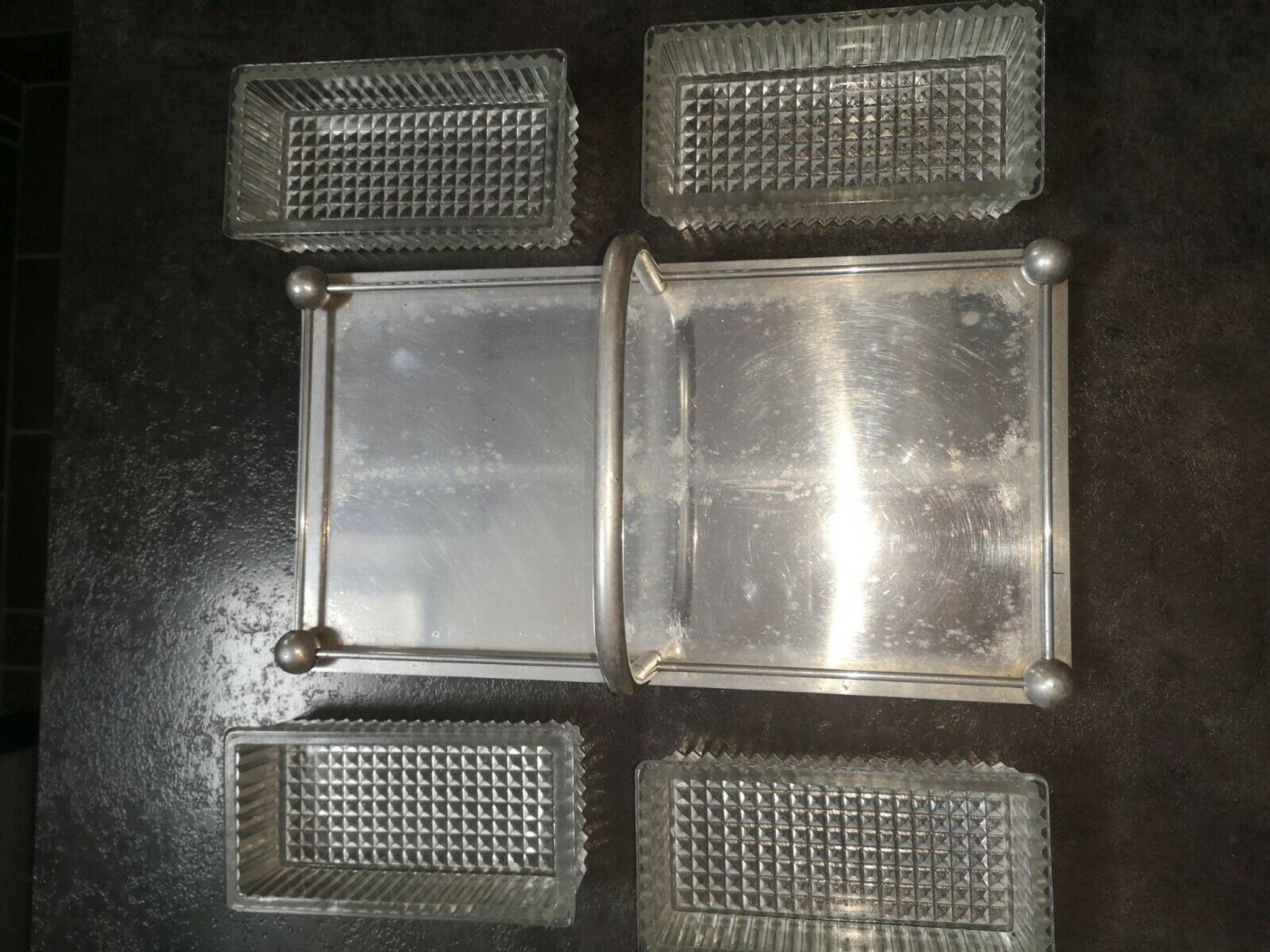 Plateau Aperitif Or Servant Art Deco 1930s beautiful modernist state/mind/alu glass