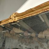 Large gilded mirror 19th century rounded corners mercury glass Louis XVI style