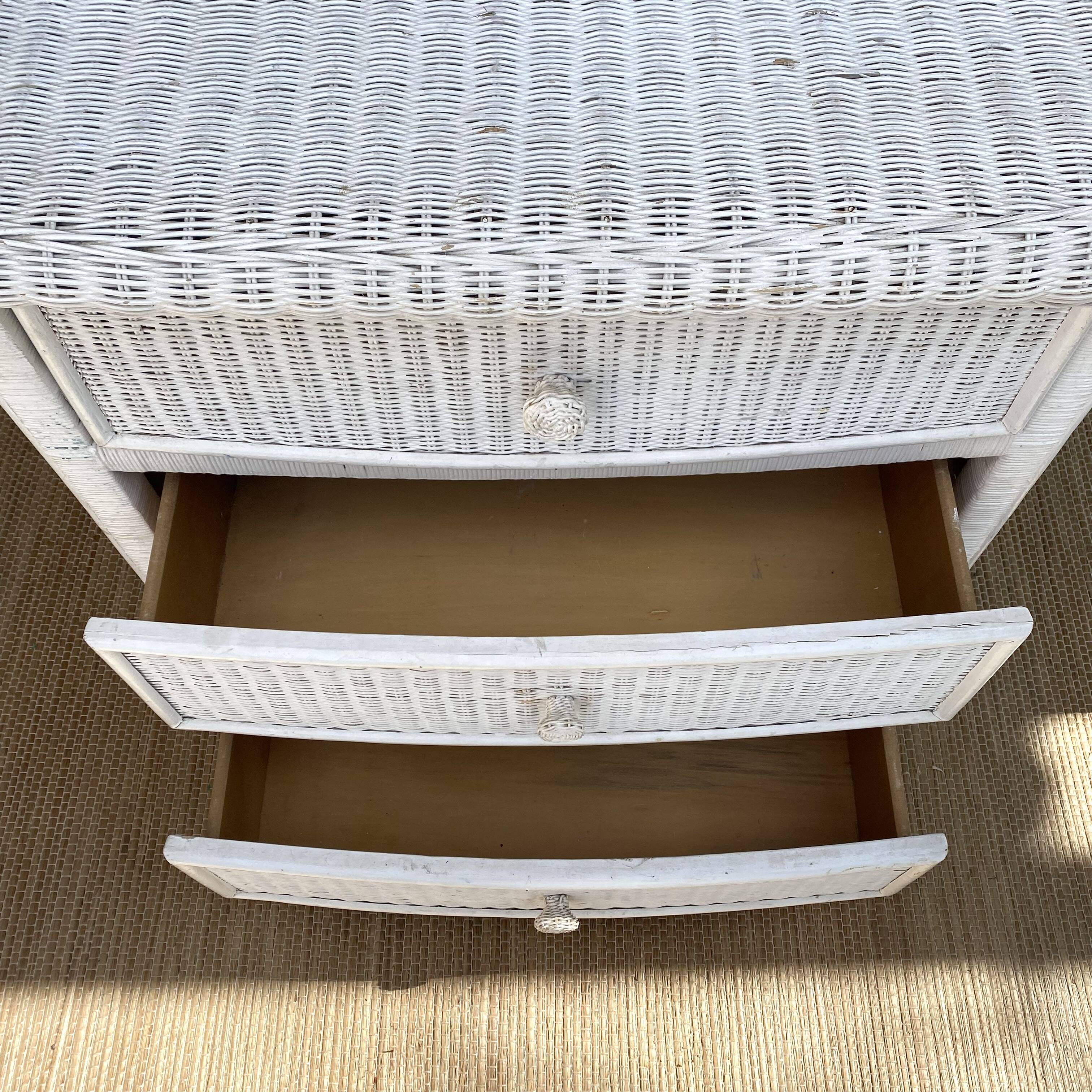 80s rattan chest of drawers