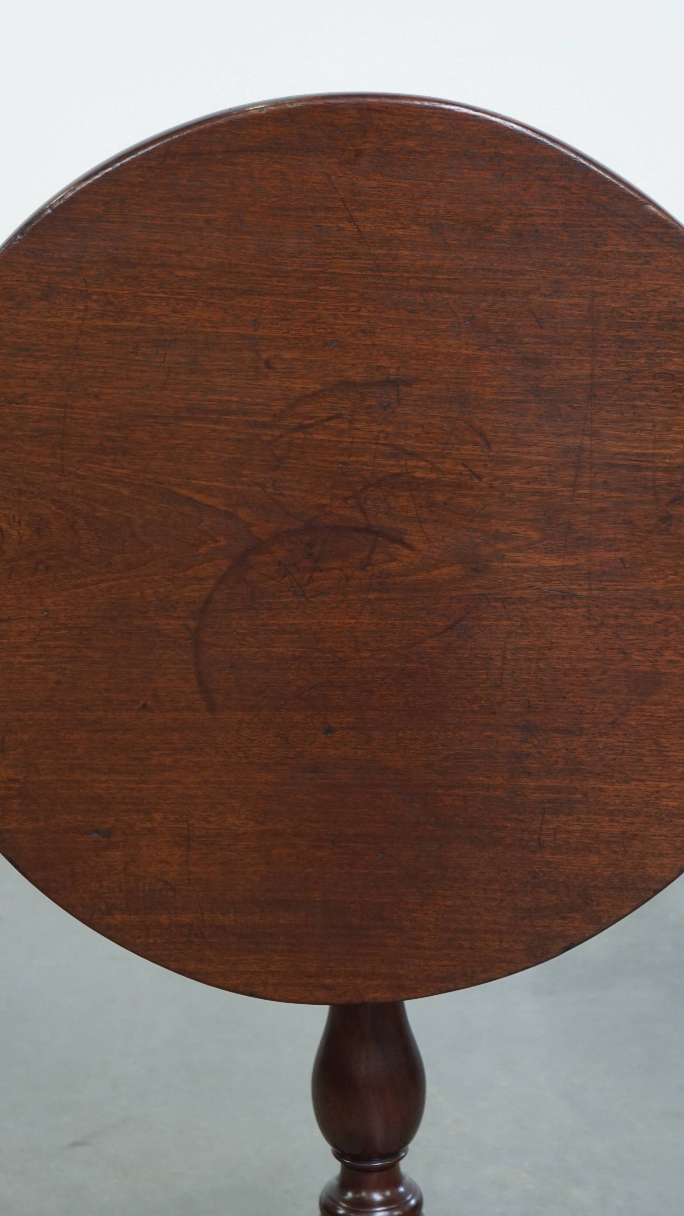 Antique English Round Open Birdcage Tilt-Top Table / Wine Table