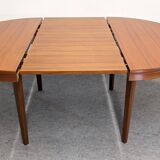 Scandinavian round extendable teak table, 60s-70s
