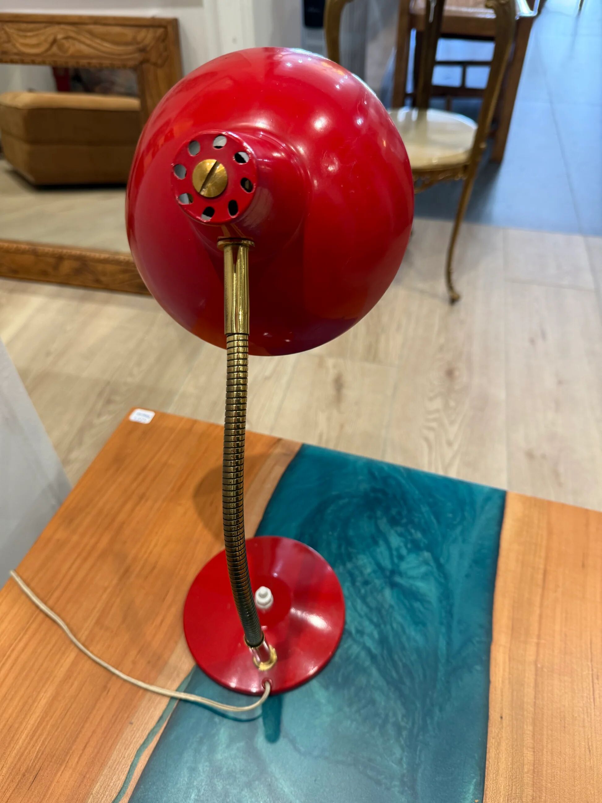 Vintage Aluminor red desk lamp – 1970s design