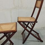 Folding chairs in wood and cane, 80's