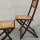 Chaises pliantes en bois et cannage, 80's