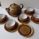 Set of teapot + 5 cups + 6 saucers in ceramic signed CB (Signature to be identified)