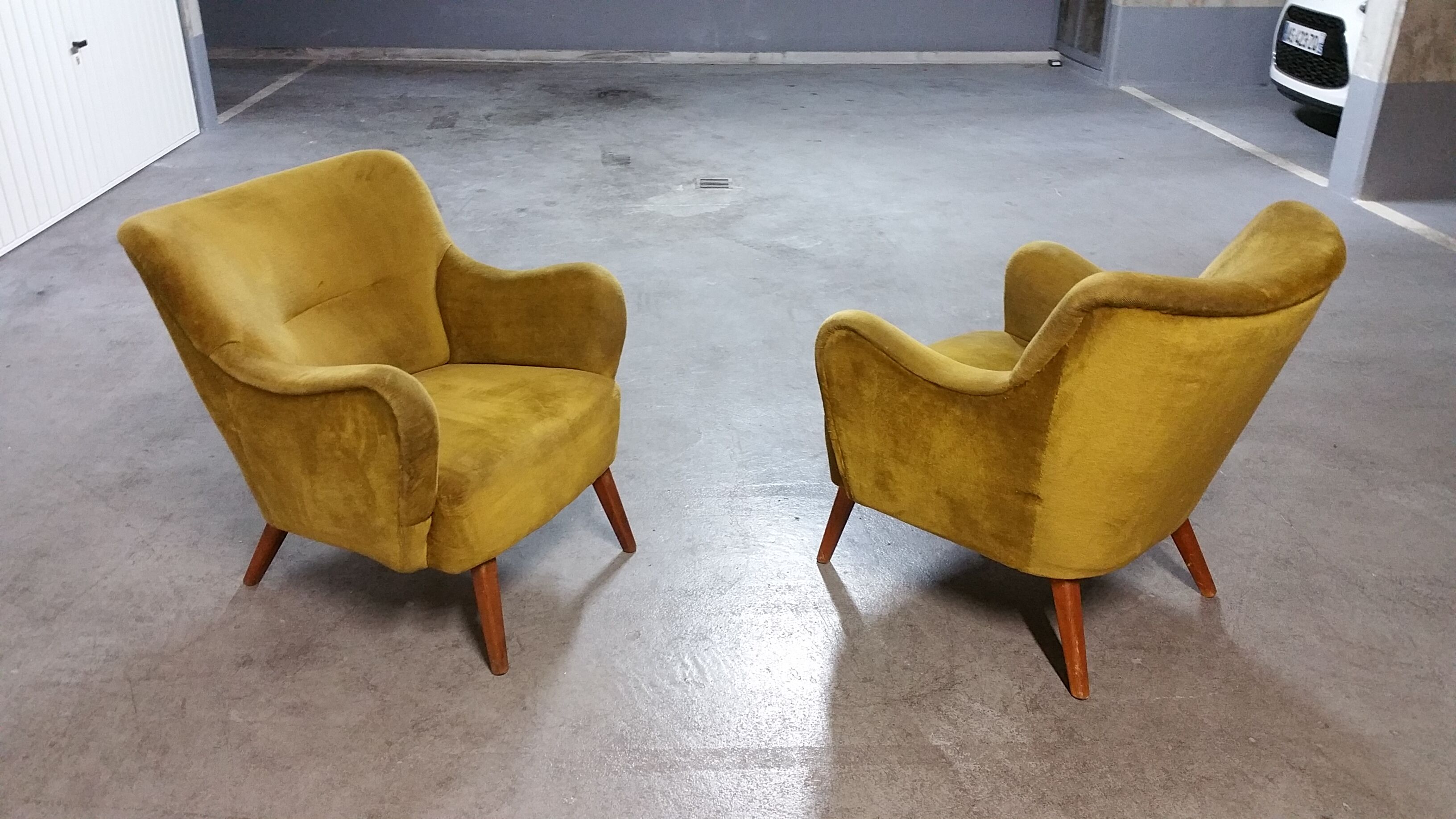 Pair of chairs 50s 60s Design original Italian gold