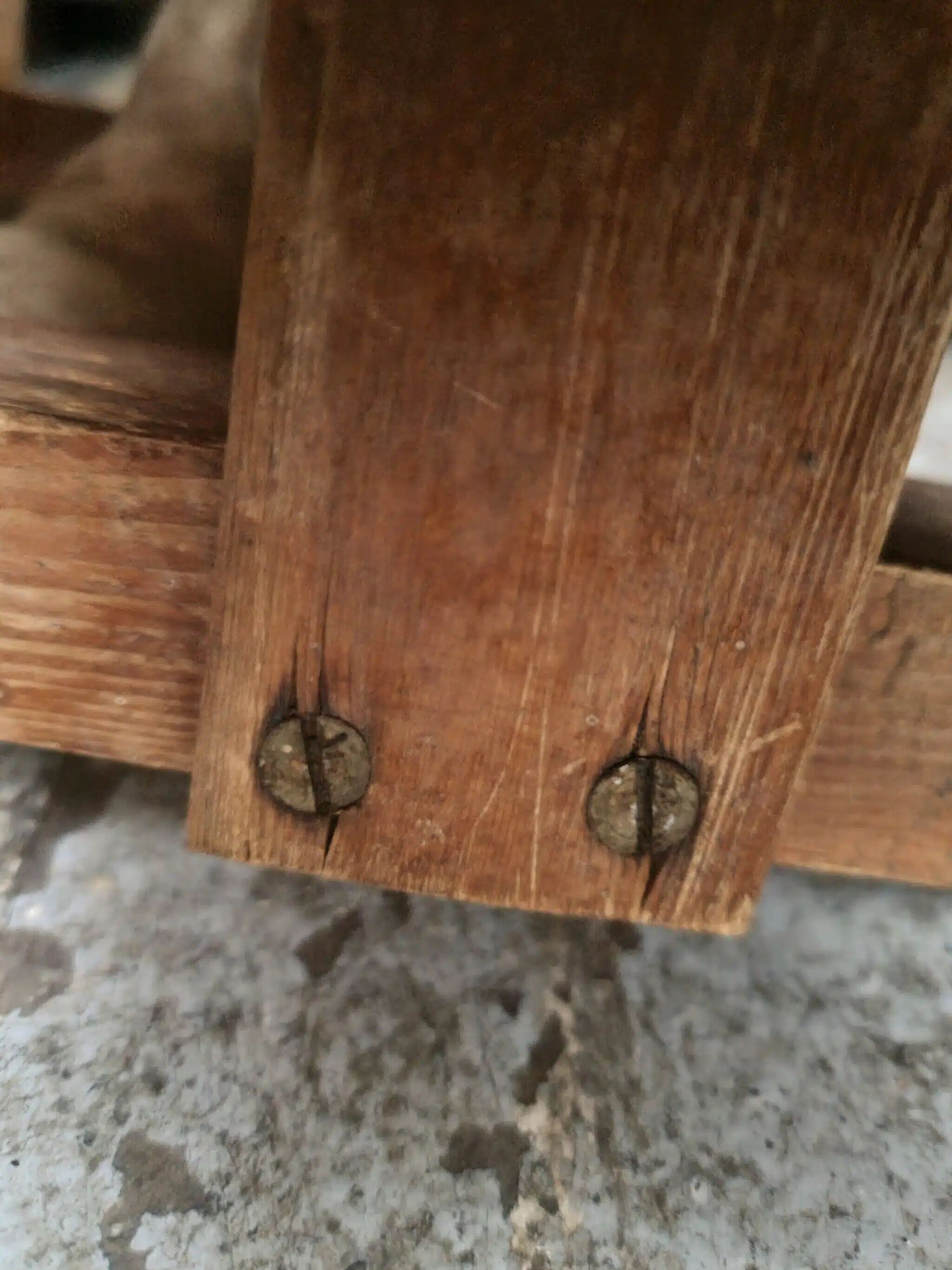 Vintage folding garden table in pine, mid-20th century.