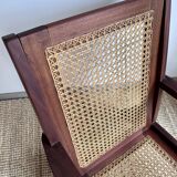 Reconstruction armchair in teak and caning