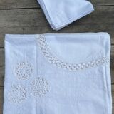 White old tablecloth and towels