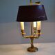 Lampe bouillotte 3 feux bronze et abat jour tôle bordeaux