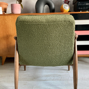 Original vintage polish chair GFM-87 designed by Juliusz Kędziorek in curled fabric