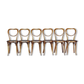 Set de 6 chaises Cœur Thonet N°28, assises bois et arceaux - 1925