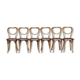 Set of 6 chairs Heart Thonet N°28, wooden seats and arches - 1925 -