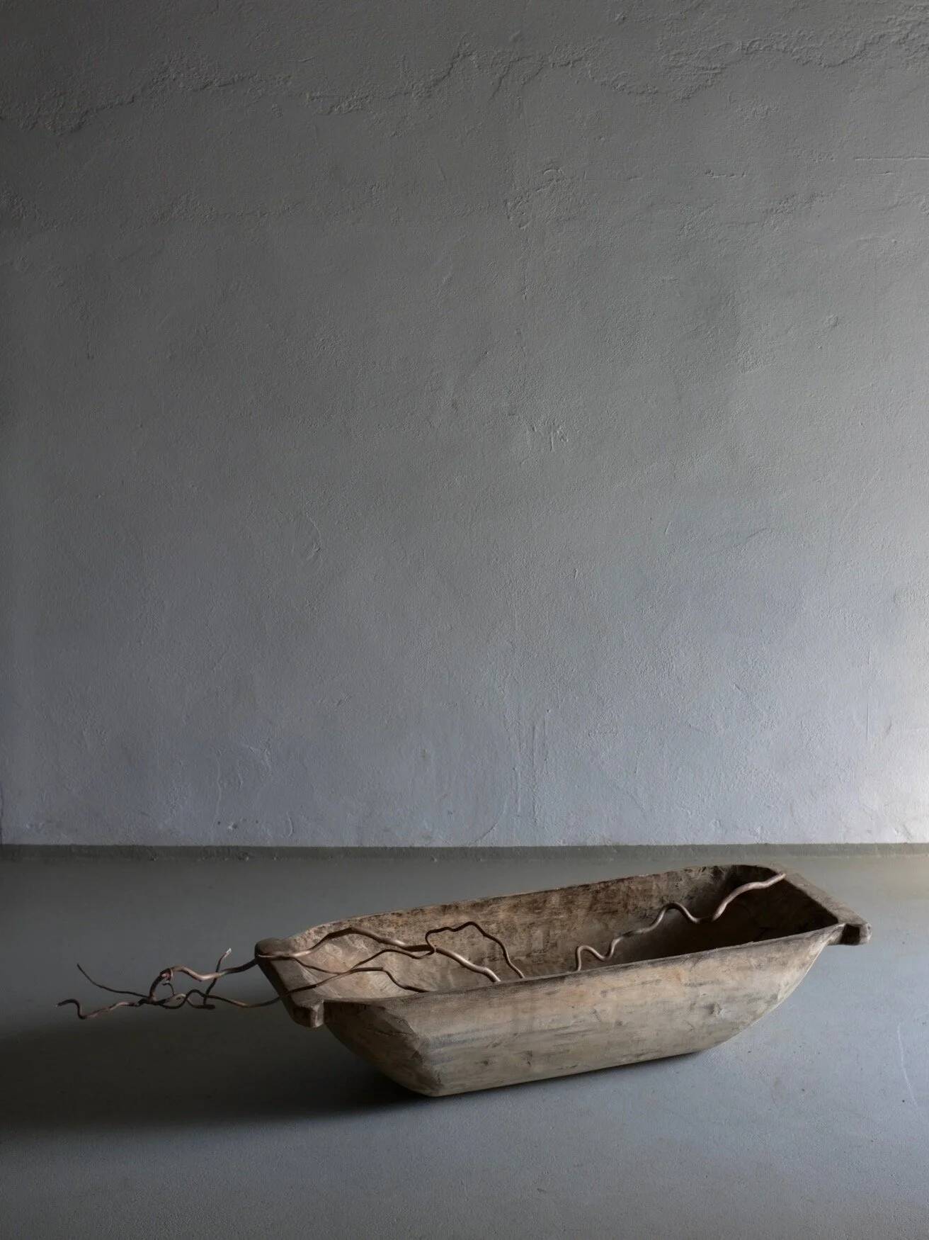 Large Wabi Sabi Carved Wood Bowl