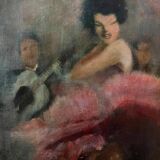 Tableau HST/P "Danseuse de Flamenco" signé (à déchiffrer)