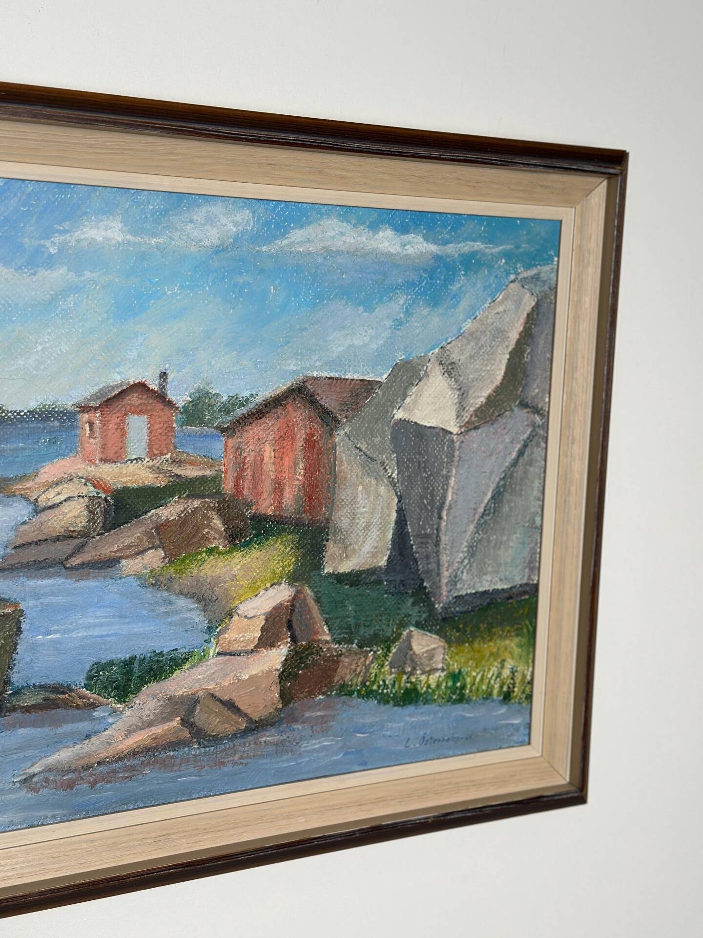 Swedish Oil on Canvas – “Coastline” by L. Österholm –  Dated 1964