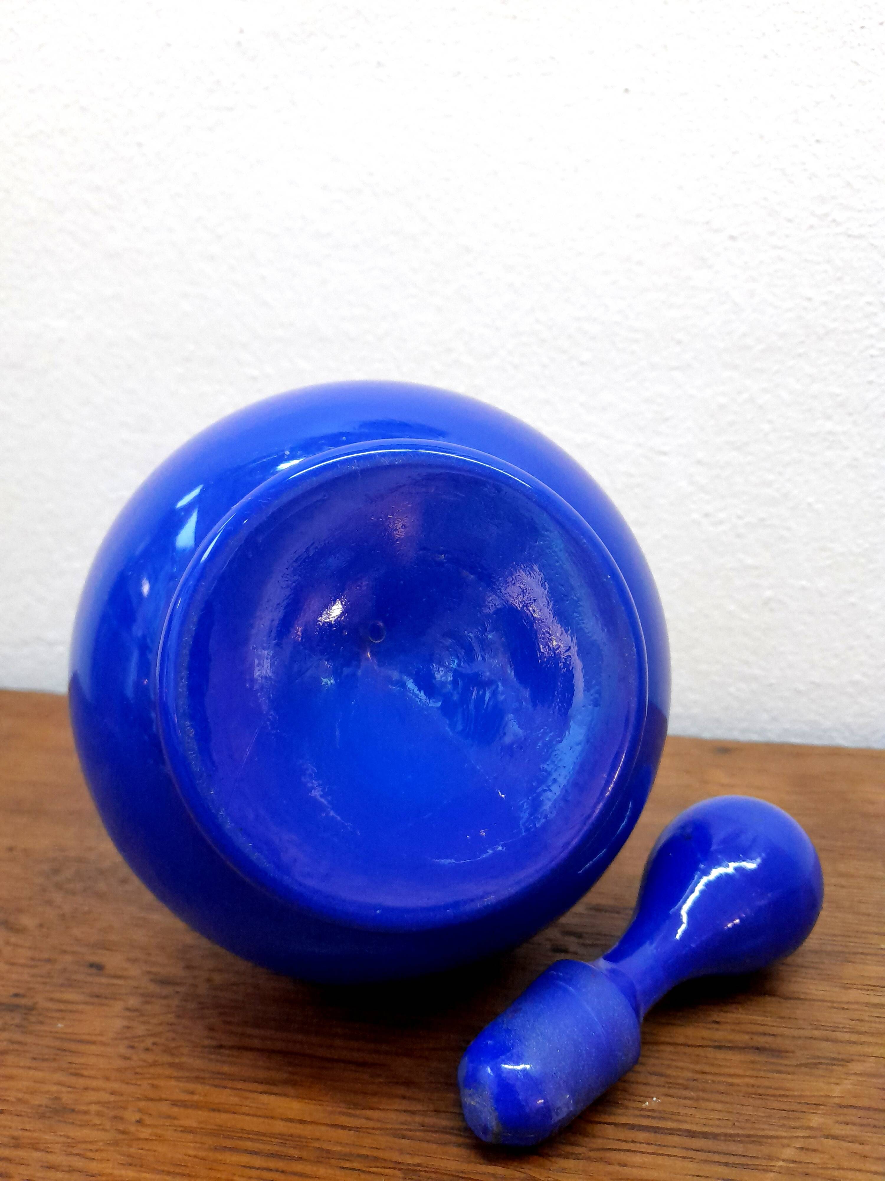 Vintage cobalt blue opaline carafe