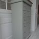 Louis Philippe style chest of drawers, 7 drawers, in verdigris, wooden top