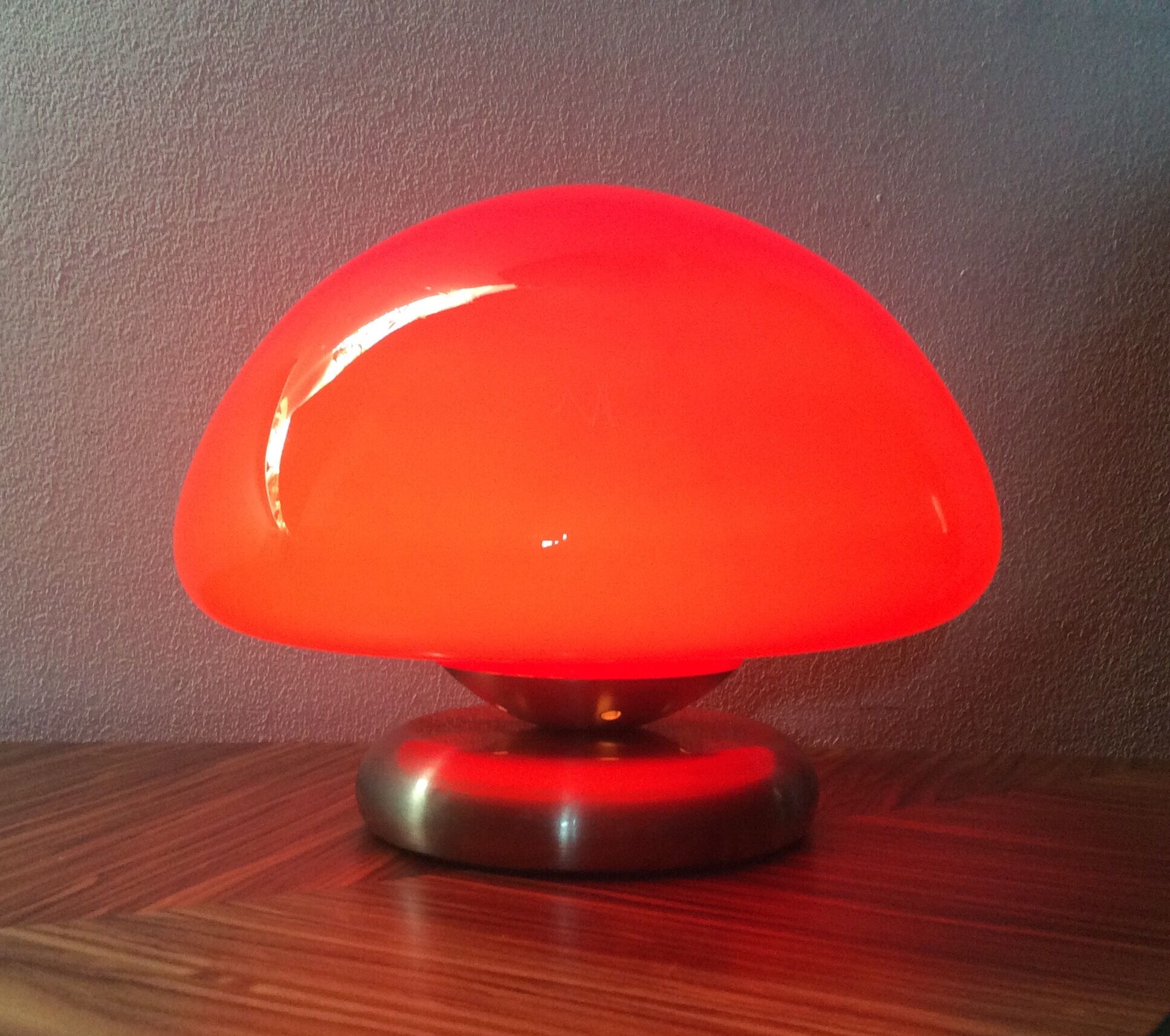 Vintage mushroom lamp in red opaline