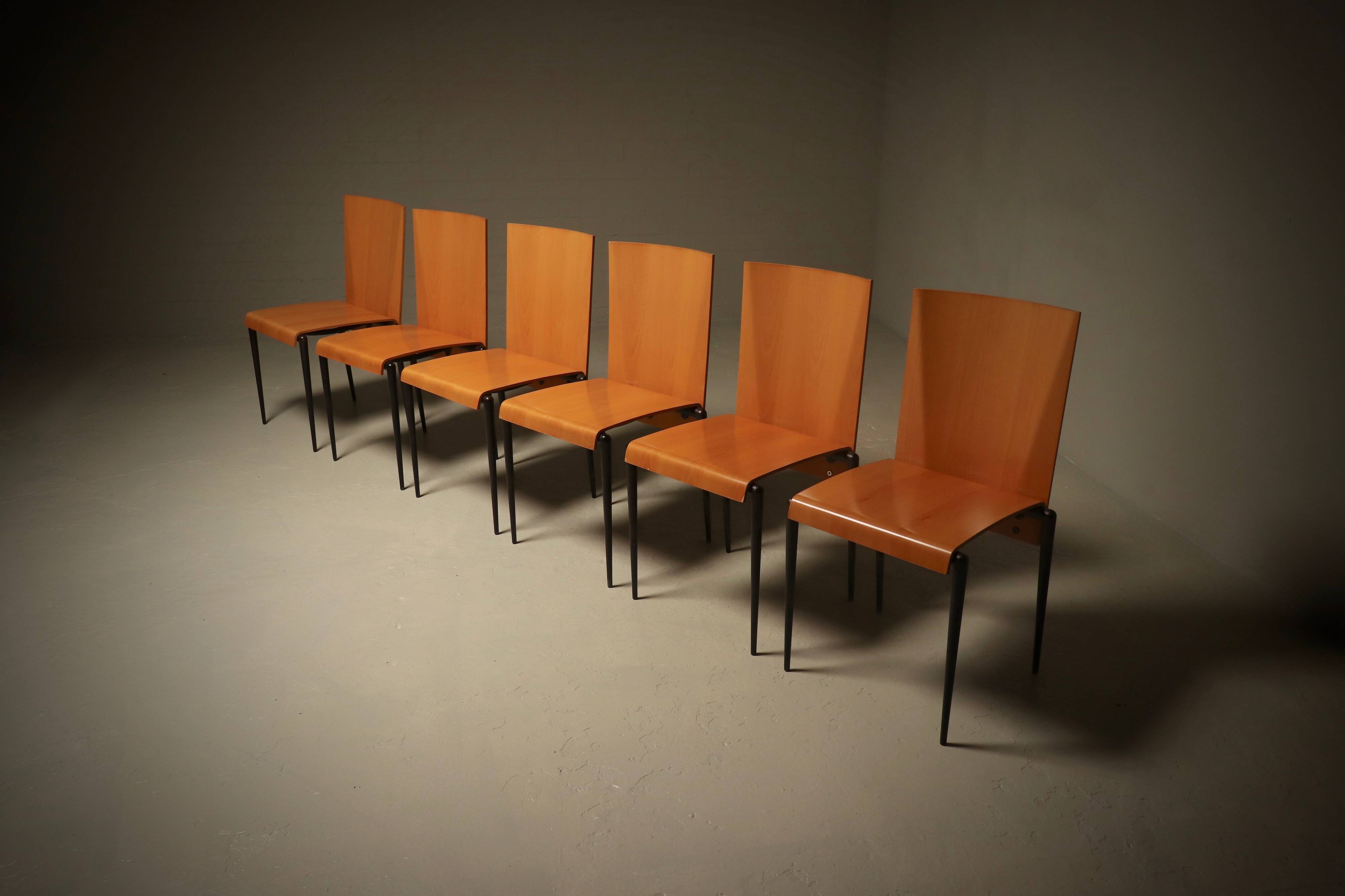 Set of 6 Post Modern Dining Chairs by Cidue Italy 1990s
