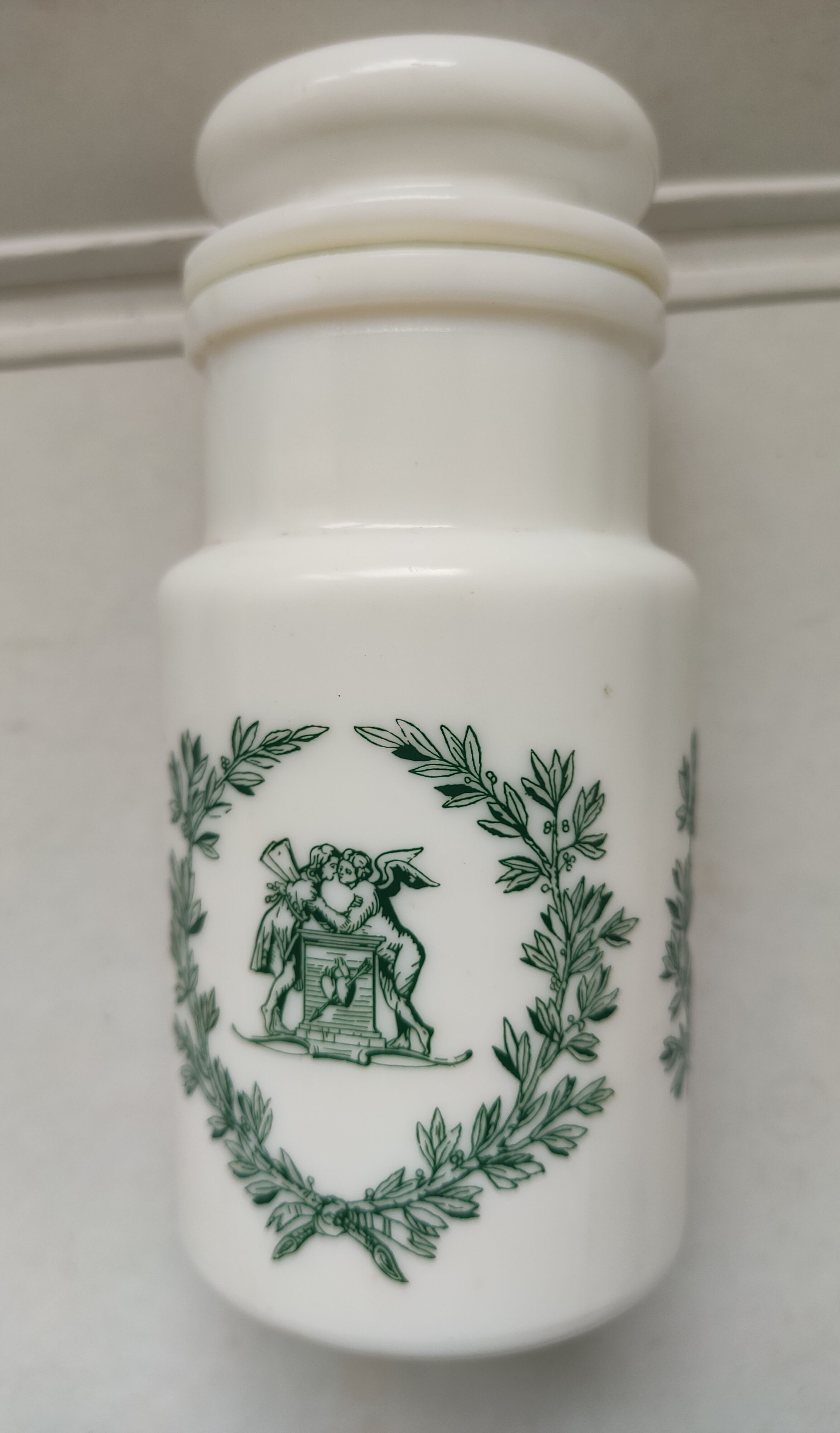 White opaline pharmacy apothecary jar