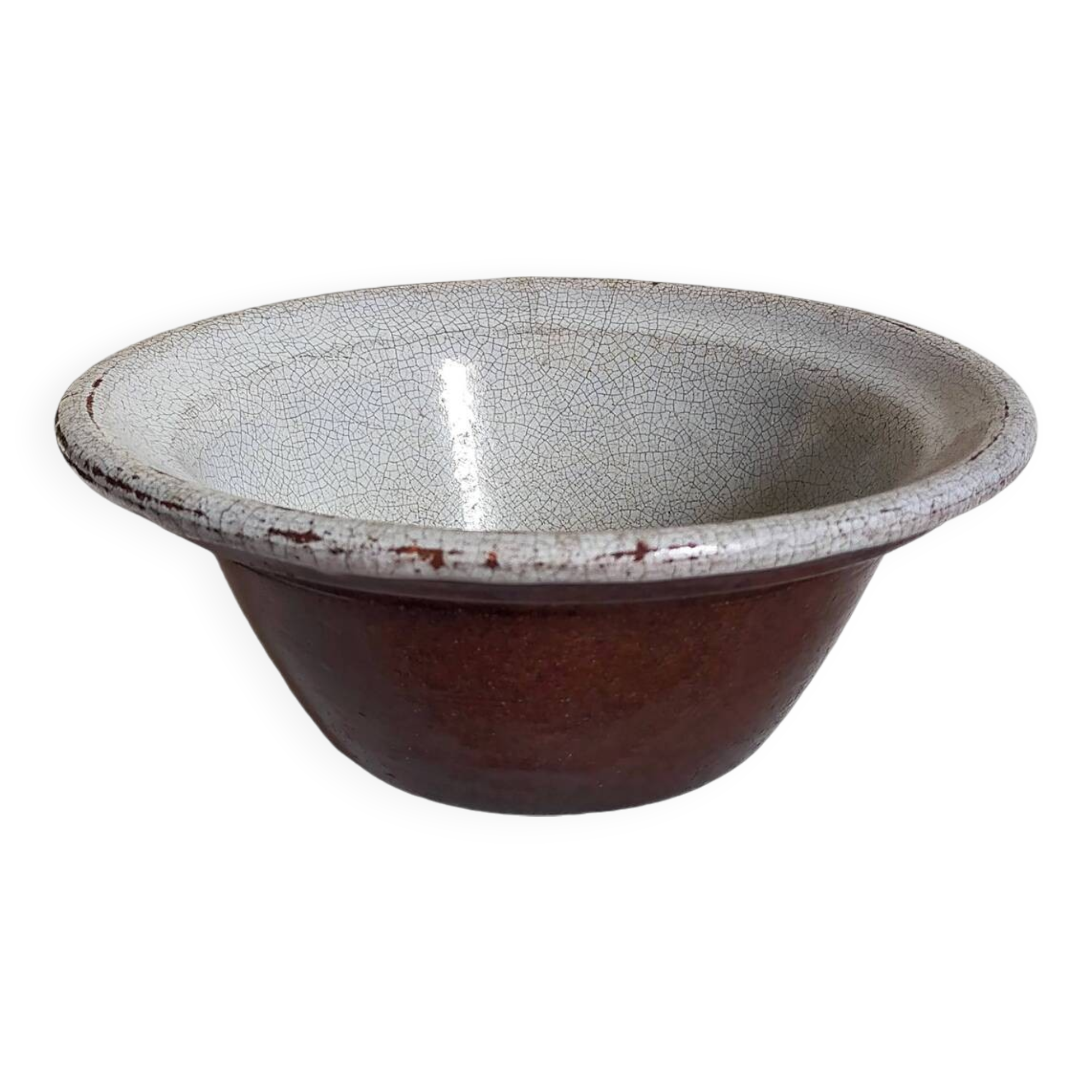 19th century enamelled earthenware salad bowl