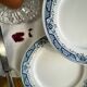 6 ironstone flat plates, antique earthenware from Saint Amand and Hamage