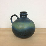 Ceramic ball vase with handle, gradient of blue