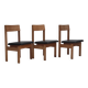 1970s, Danish design, set of 3 church chairs, leather, oak wood.