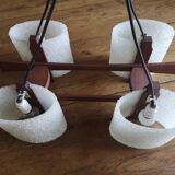 Scandinavian style hanging lamp in perspex and wood