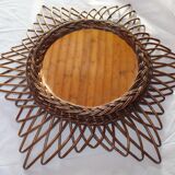 Vintage rattan mirror 56x56cm